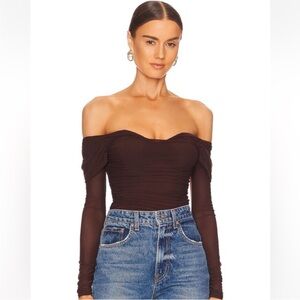 NWT Majorelle Constance Off the Shoulder Cropped Top in Brown